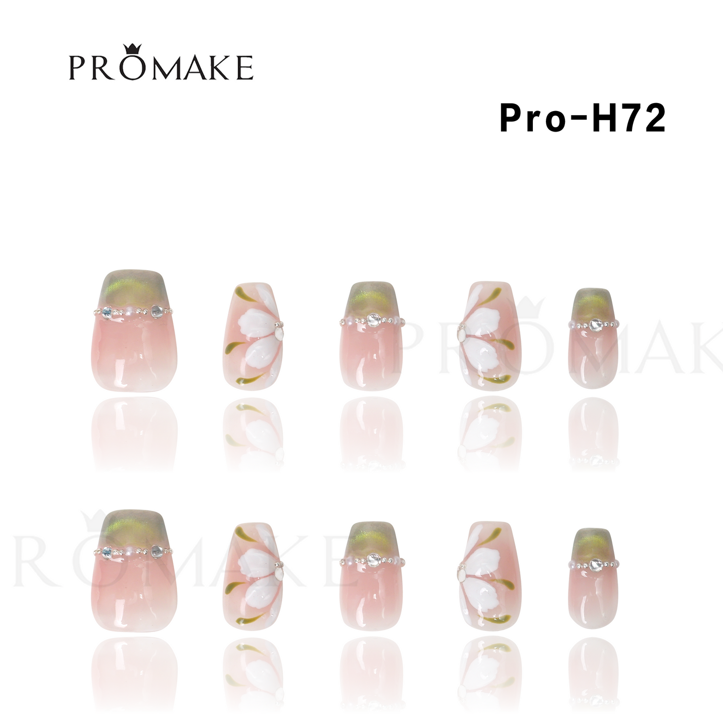 Promake Luxury - Short Length H61-H80 - Handmade Press On Nails Reusable 10PCS