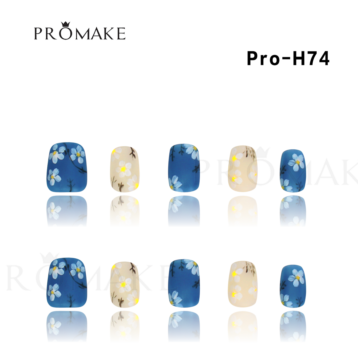 Promake Luxury - Short Length H61-H80 - Handmade Press On Nails Reusable 10PCS