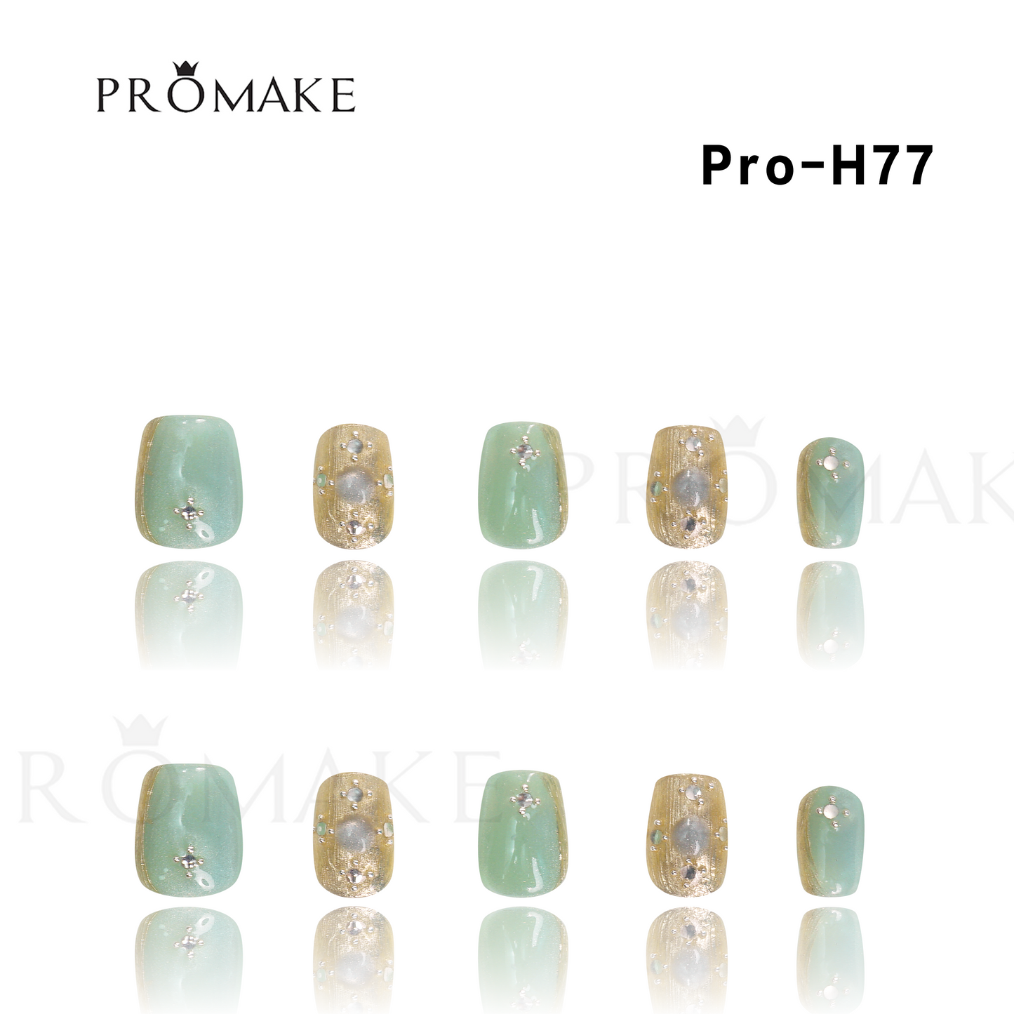 Promake Luxury - Short Length H61-H80 - Handmade Press On Nails Reusable 10PCS