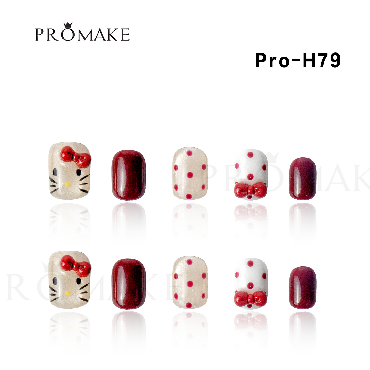Promake Luxury - Short Length H61-H80 - Handmade Press On Nails Reusable 10PCS