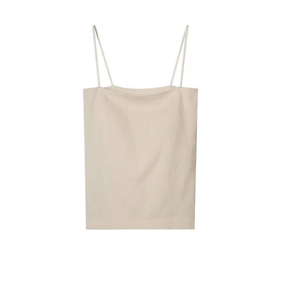 Seamless Beauty Back Camisole Girl Spaghetti Strap Underwear Women's Sling with Chest Pad Base Tube Top One Piece