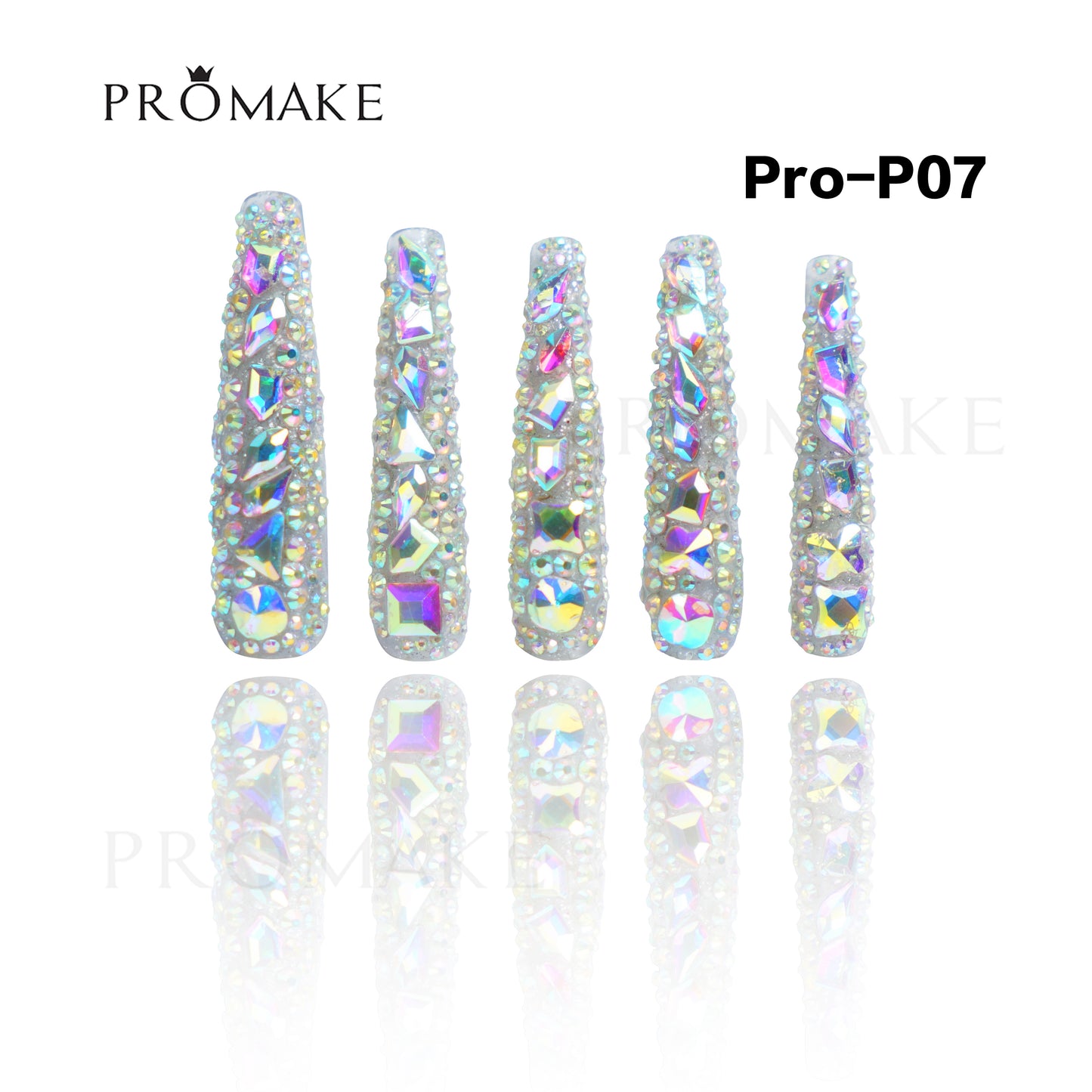 Promake Luxury Handmade Press On Nails - P01-P17 - Nails length 55MM - Durable Reuseable Nails wtih Nail tools 10PCS XS-XL