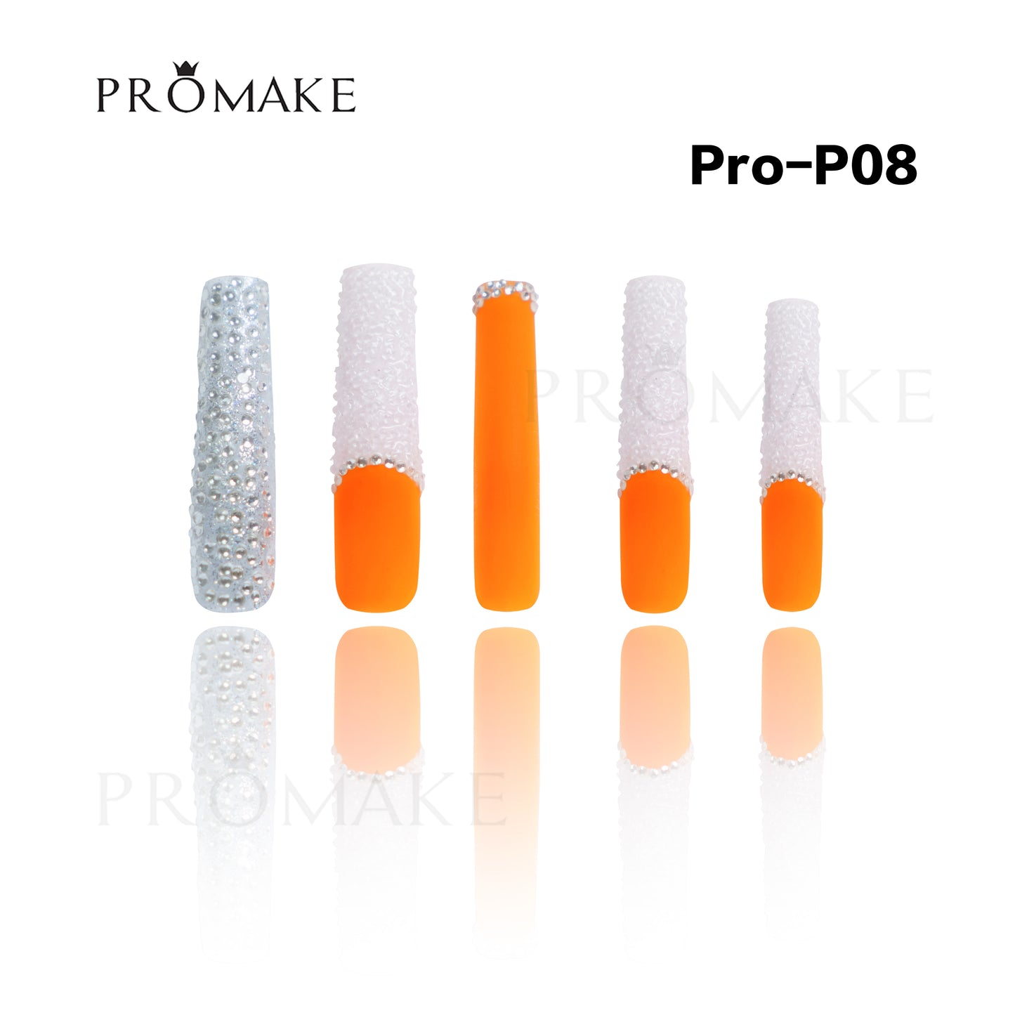 Promake Luxury Handmade Press On Nails - P01-P17 - Nails length 55MM - Durable Reuseable Nails wtih Nail tools 10PCS XS-XL