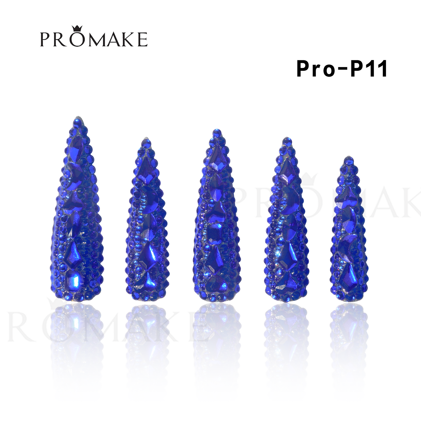 Promake Luxury Handmade Press On Nails - P01-P17 - Nails length 55MM - Durable Reuseable Nails wtih Nail tools 10PCS XS-XL