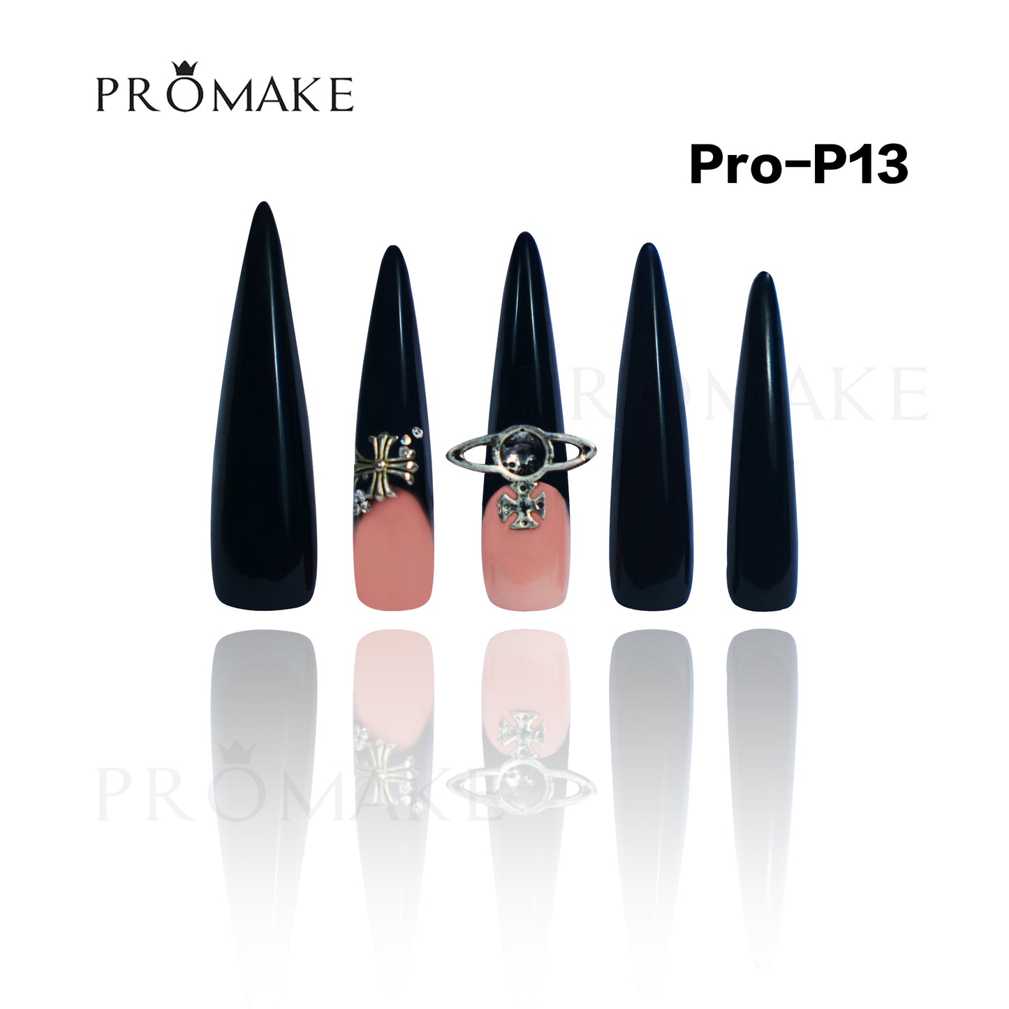 Promake Luxury Handmade Press On Nails - P01-P17 - Nails length 55MM - Durable Reuseable Nails wtih Nail tools 10PCS XS-XL