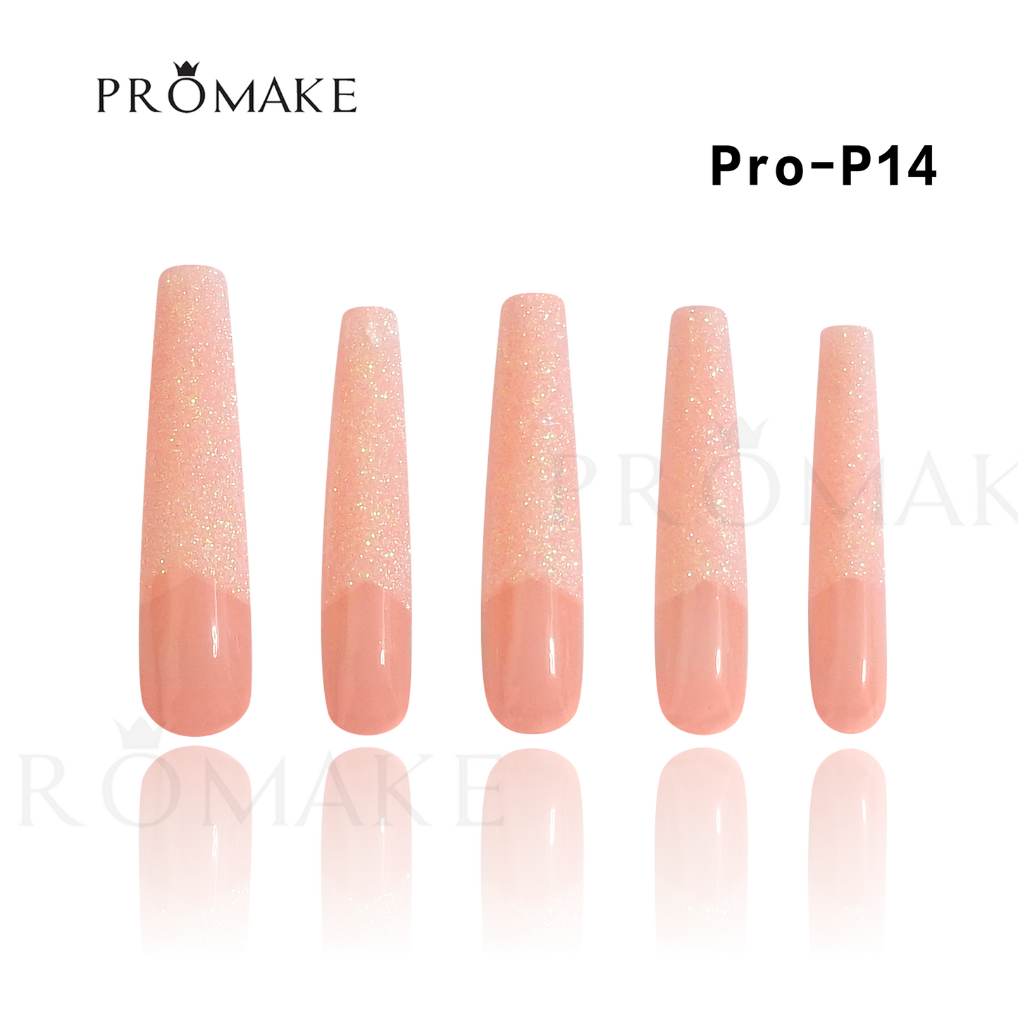Promake Luxury Handmade Press On Nails - P01-P17 - Nails length 55MM - Durable Reuseable Nails wtih Nail tools 10PCS XS-XL