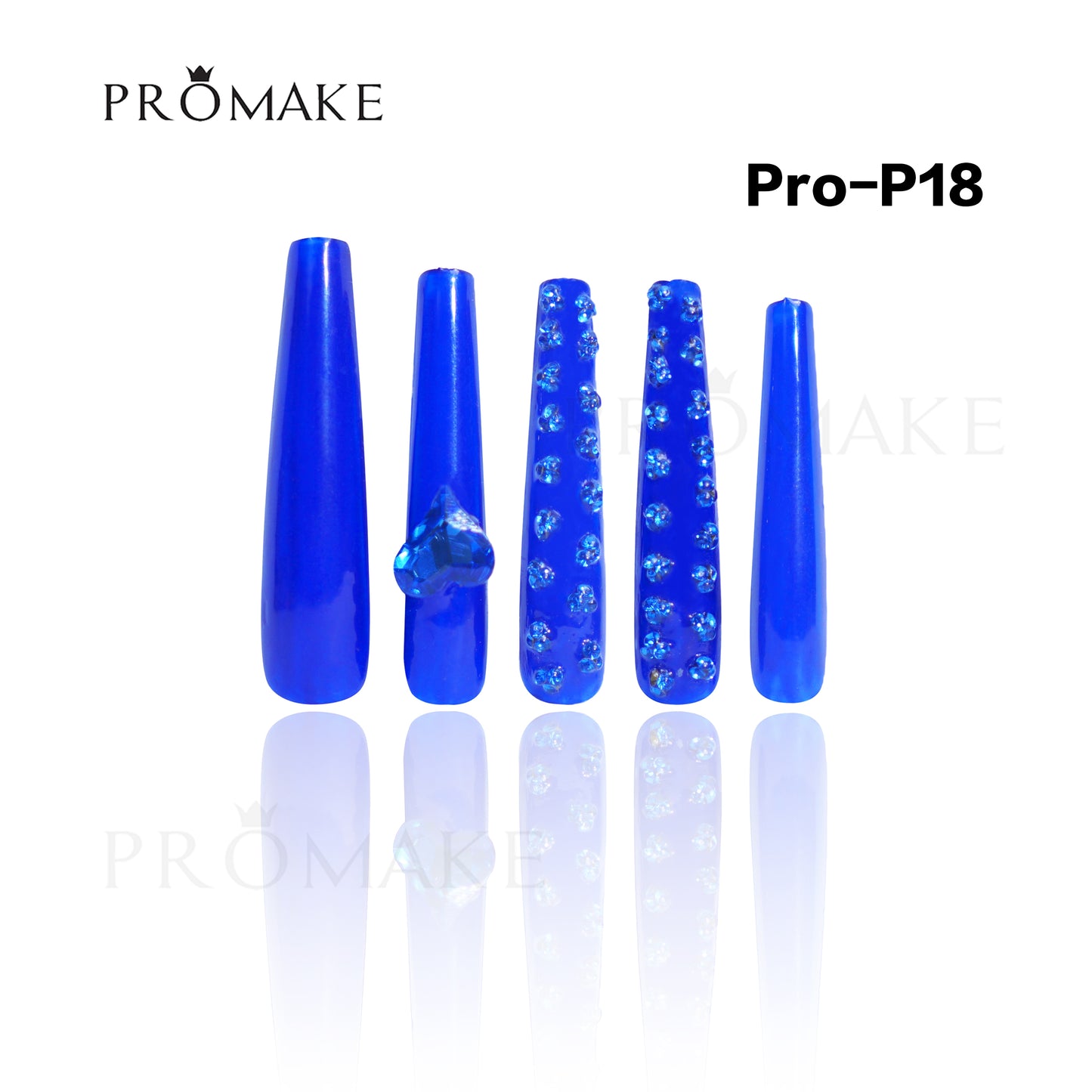 Promake Luxury Handmade Press On Nails - P01-P17 - Nails length 55MM - Durable Reuseable Nails wtih Nail tools 10PCS XS-XL
