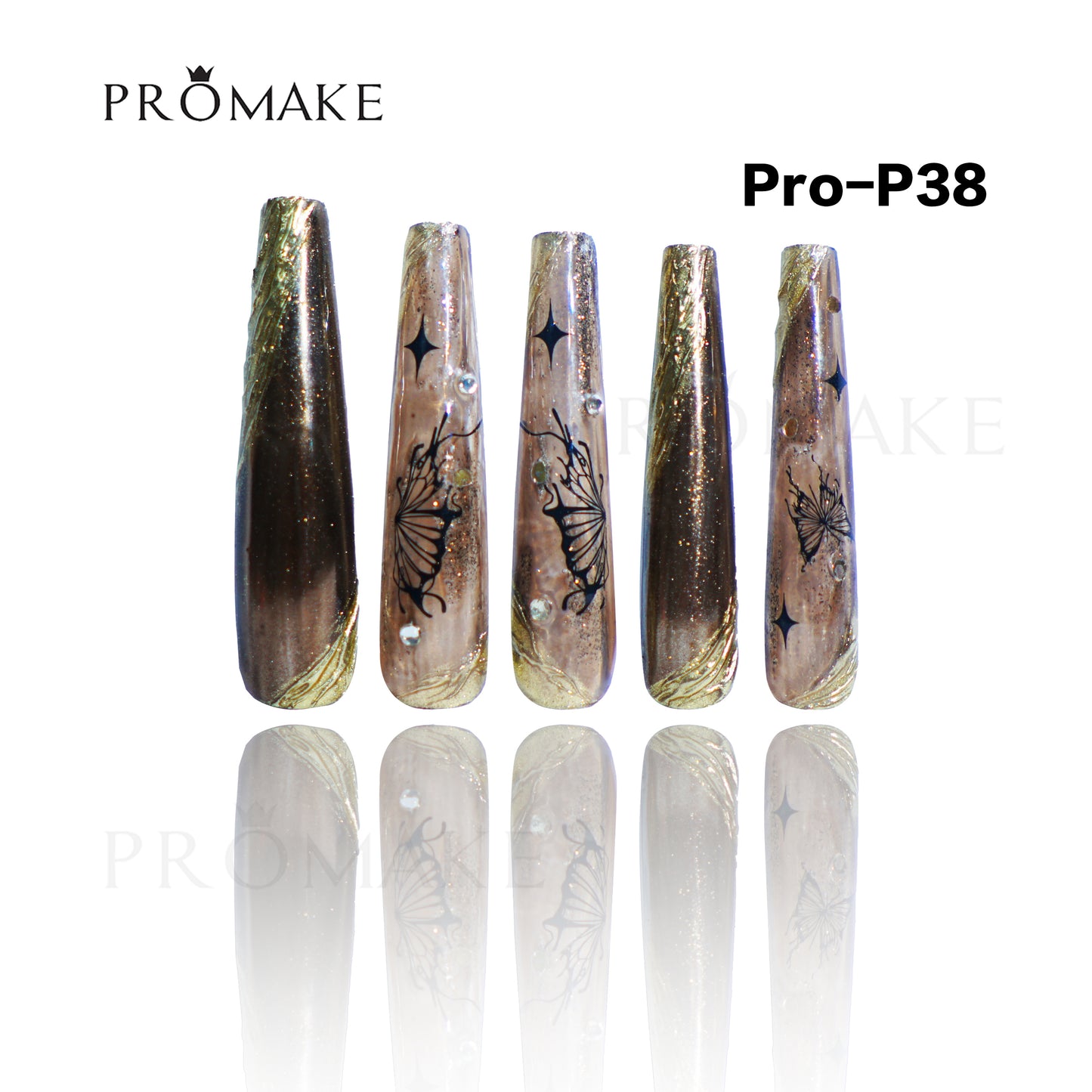 Promake Luxury - Super Long 54MM - P19-P38 - Custom Handmade Press On Nails 10PCS Reuseable Nails wtih Nail tools