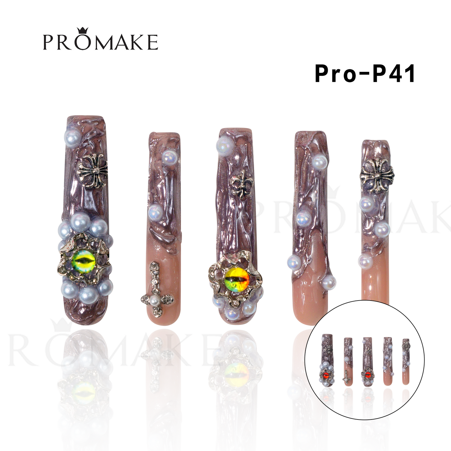 Promake Luxury - Super Long 54MM - P39-P54 - Custom Handmade Press On Nails 10PCS Reuseable Nails wtih Nail tools