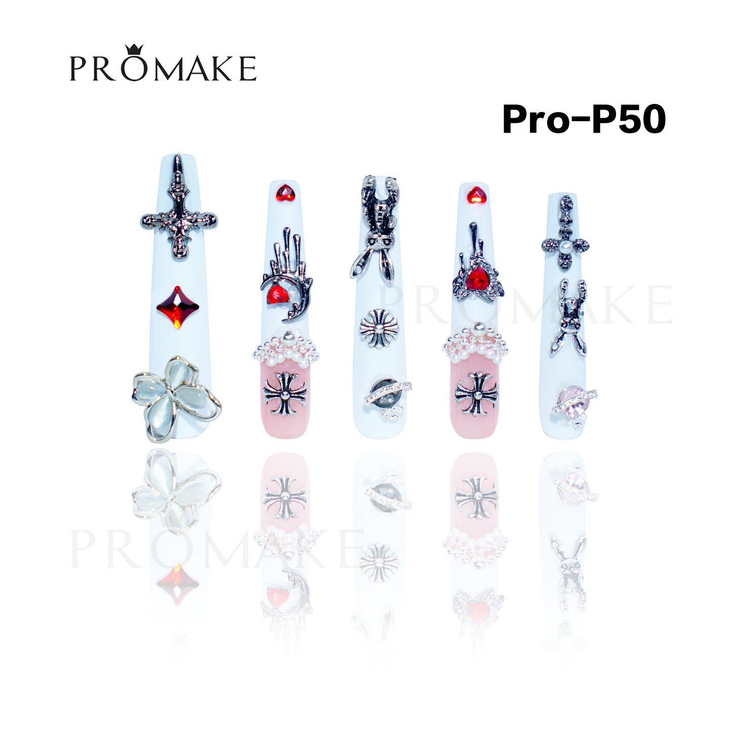 Promake Luxury - Super Long 54MM - P39-P54 - Custom Handmade Press On Nails 10PCS Reuseable Nails wtih Nail tools