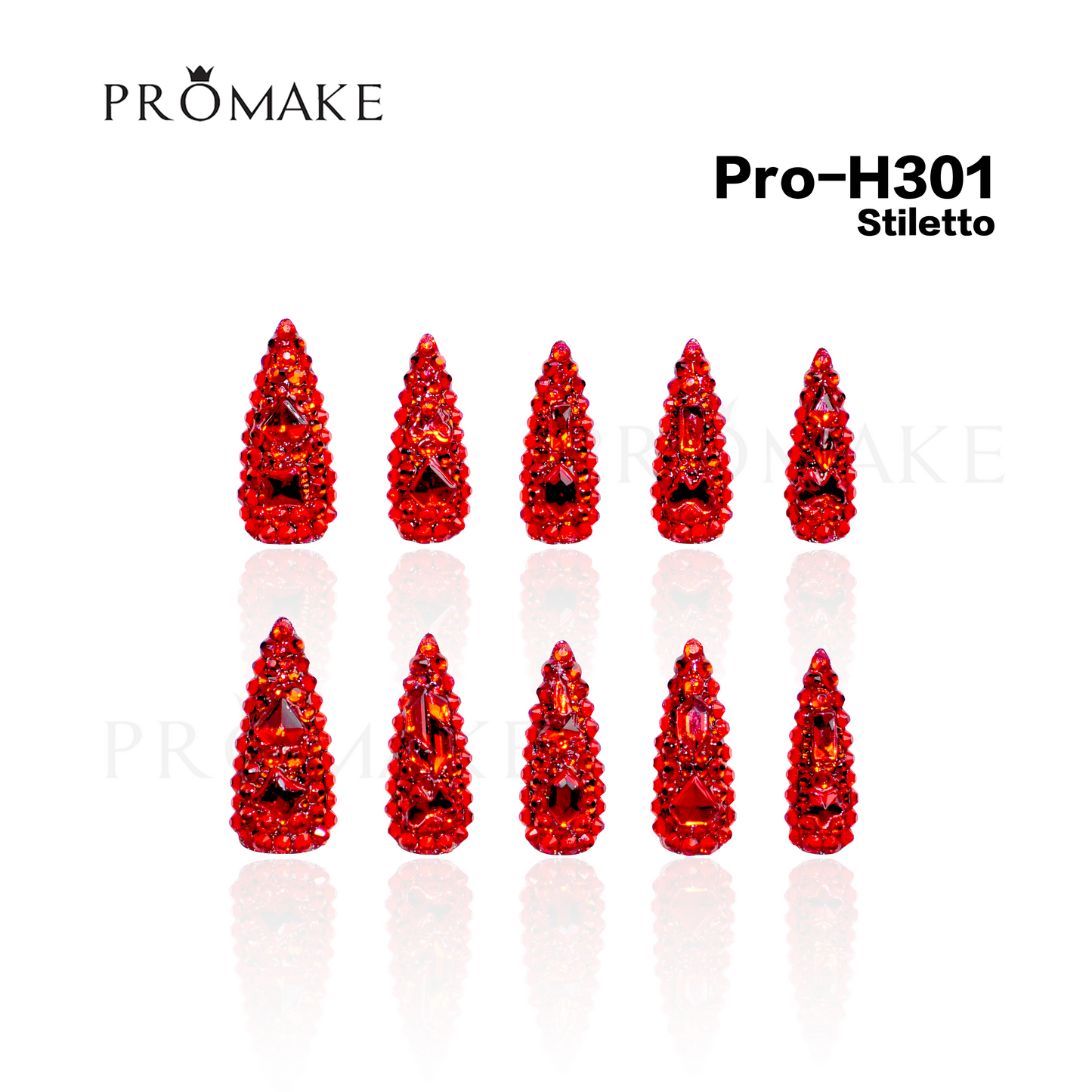 Promake Luxury - Long length - H301-H315 - Custom Handmade Press On Nails 10PCS Reuseable Nails wtih Nail tools