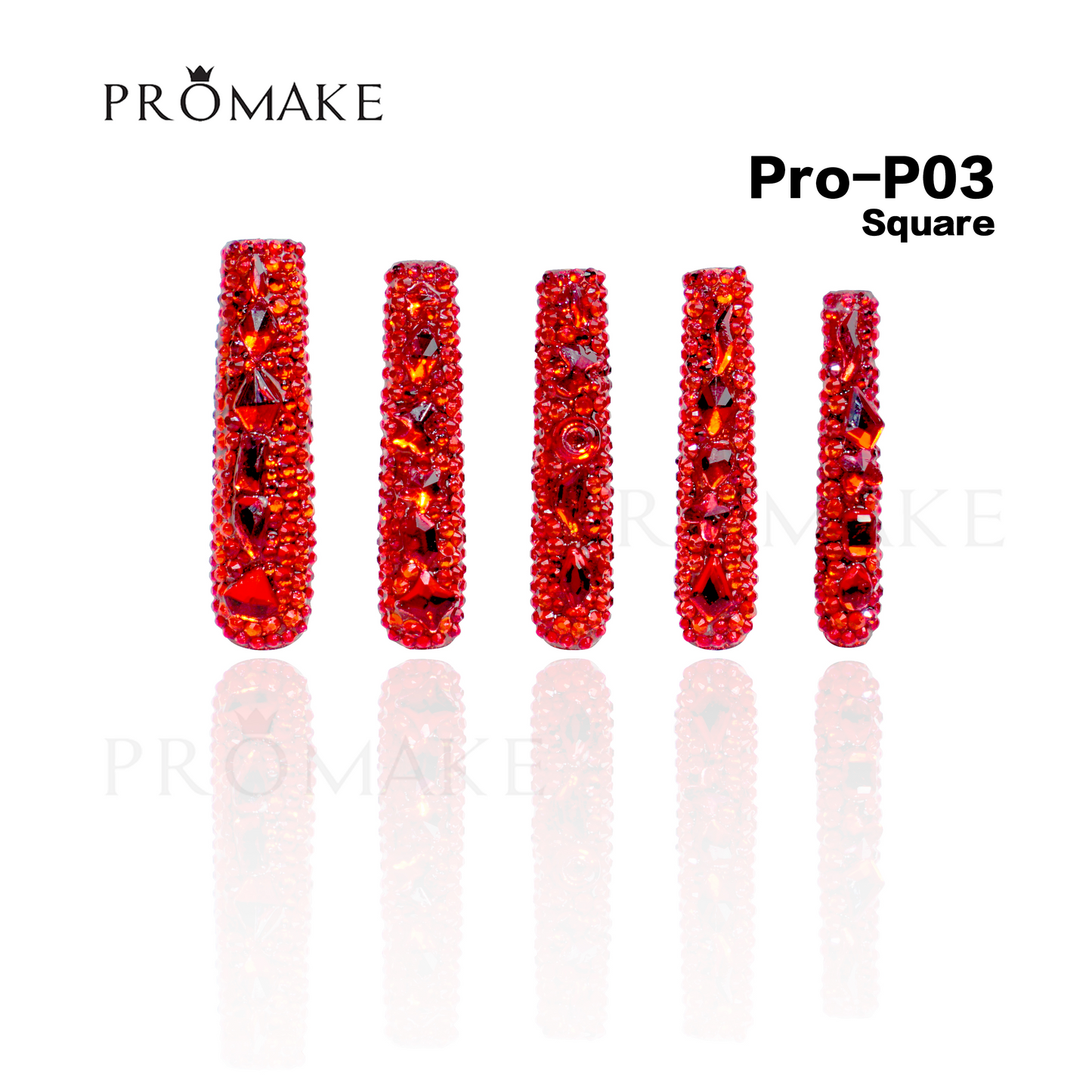 Promake Luxury Handmade Press On Nails - P01-P17 - Nails length 55MM - Durable Reuseable Nails wtih Nail tools 10PCS XS-XL