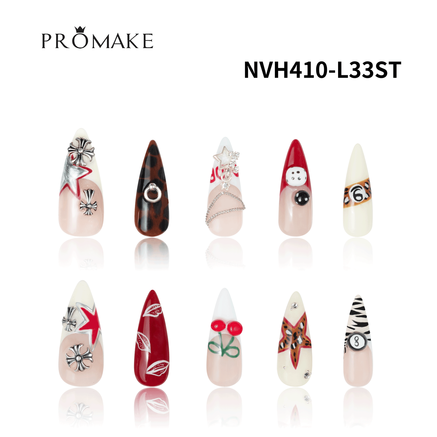 Promake New Drops 2 - New Luxury Handmade Press on Nails-Unique Design-High Quality Nails - With 2 Sets Nails Tools-XS-XL Size(副本)