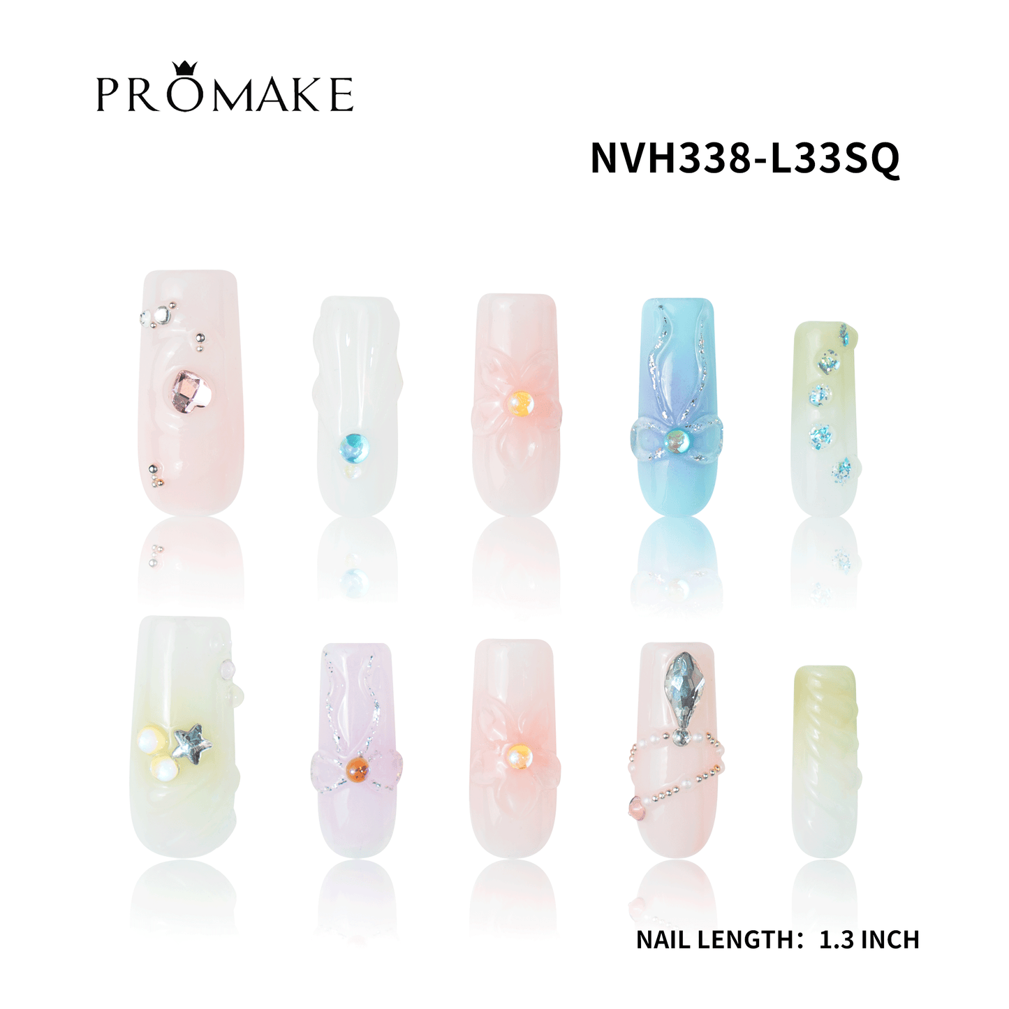 Promake New Drops- New Luxury Handmade Press on Nails-Unique Design-High Quality Nails - With 2 Sets Nails Tools-XS-XL Size