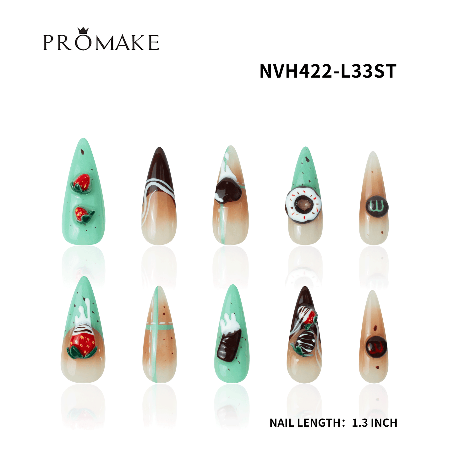 Promake New Drops 2 - New Luxury Handmade Press on Nails-Unique Design-High Quality Nails - With 2 Sets Nails Tools-XS-XL Size(副本)