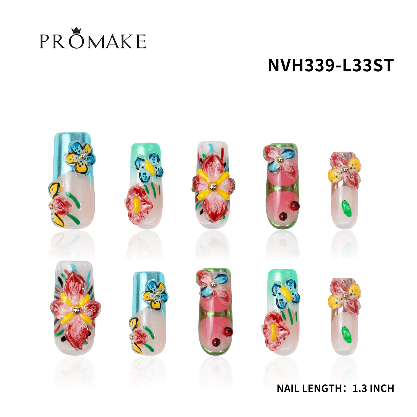 Promake New Drops- New Luxury Handmade Press on Nails-Unique Design-High Quality Nails - With 2 Sets Nails Tools-XS-XL Size