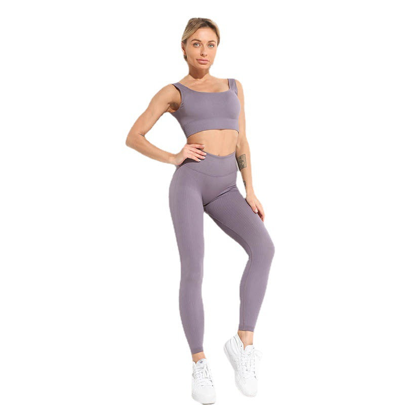 Promakepro Cross-Border Skinny Yoga Pants Vest Sports Fitness Clothes Outfit Top Long Sleeve Women's Seamless European and American Yoga Clothes Manufacturer