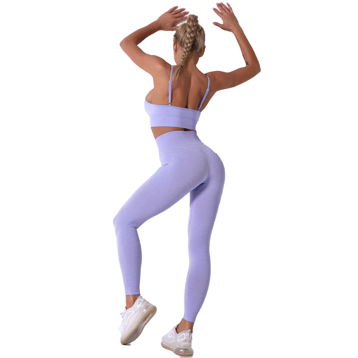 Promakepro Cross-Border New Arrival Seamless Knitted Quick-Drying Yoga Clothes Women's High Waist Hip Lift Tight Sports Yoga Pants Four-Piece Set in Stock