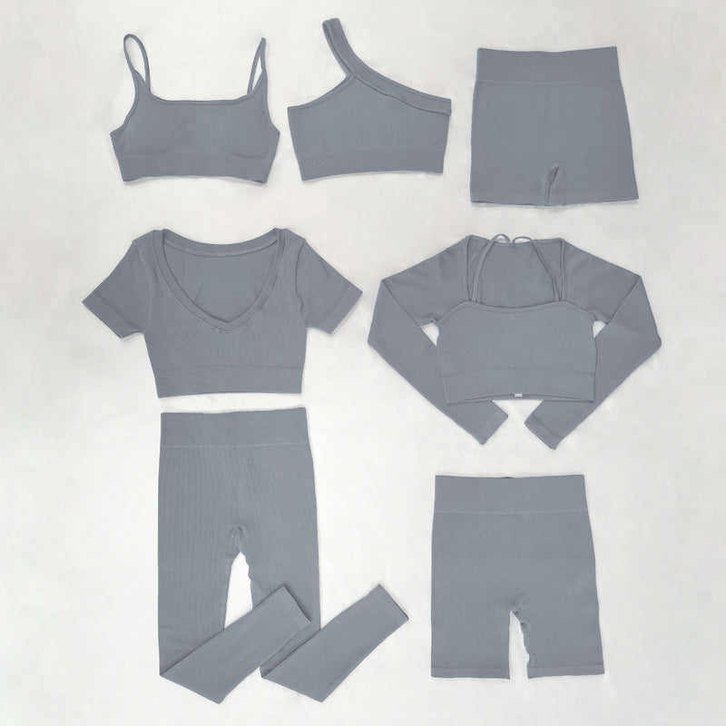 lar YogaPromakepro Boat INS Popu Suit Thread Type Design One Shoulder Sports Bra Set Combination Yoga Clothes Wholesale