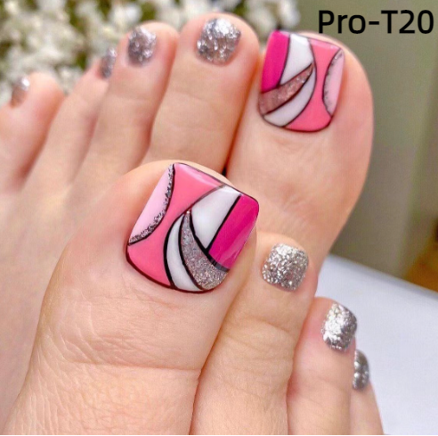 【BUY 3 GET 1】Promakepro ToeNails T1-T36 Press On Nails 24PCS/Sets Unique Design High Quality Reusable