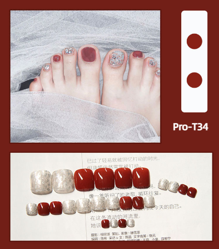 【BUY 3 GET 1】Promakepro ToeNails T1-T36 Press On Nails 24PCS/Sets Unique Design High Quality Reusable