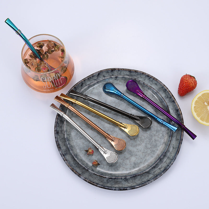 Promake® Factory Wholesale | Creative 304 Stainless Steel Filter Straw Spoon