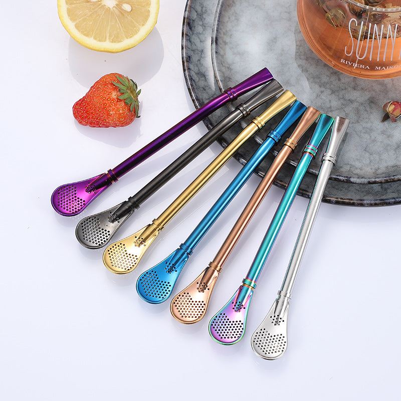 Promake® Factory Wholesale | Creative 304 Stainless Steel Filter Straw Spoon