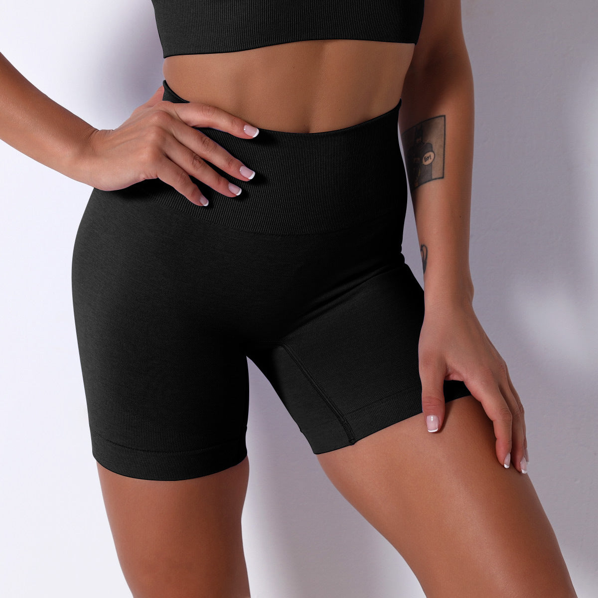 Promakepro Cross-Border New Arrival Seamless Knitted Quick-Drying Yoga Clothes Women's High Waist Hip Lift Tight Sports Yoga Pants Four-Piece Set in Stock