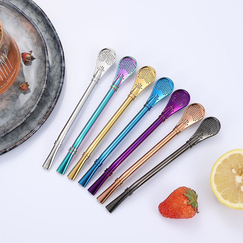Promake® Factory Wholesale | Creative 304 Stainless Steel Filter Straw Spoon