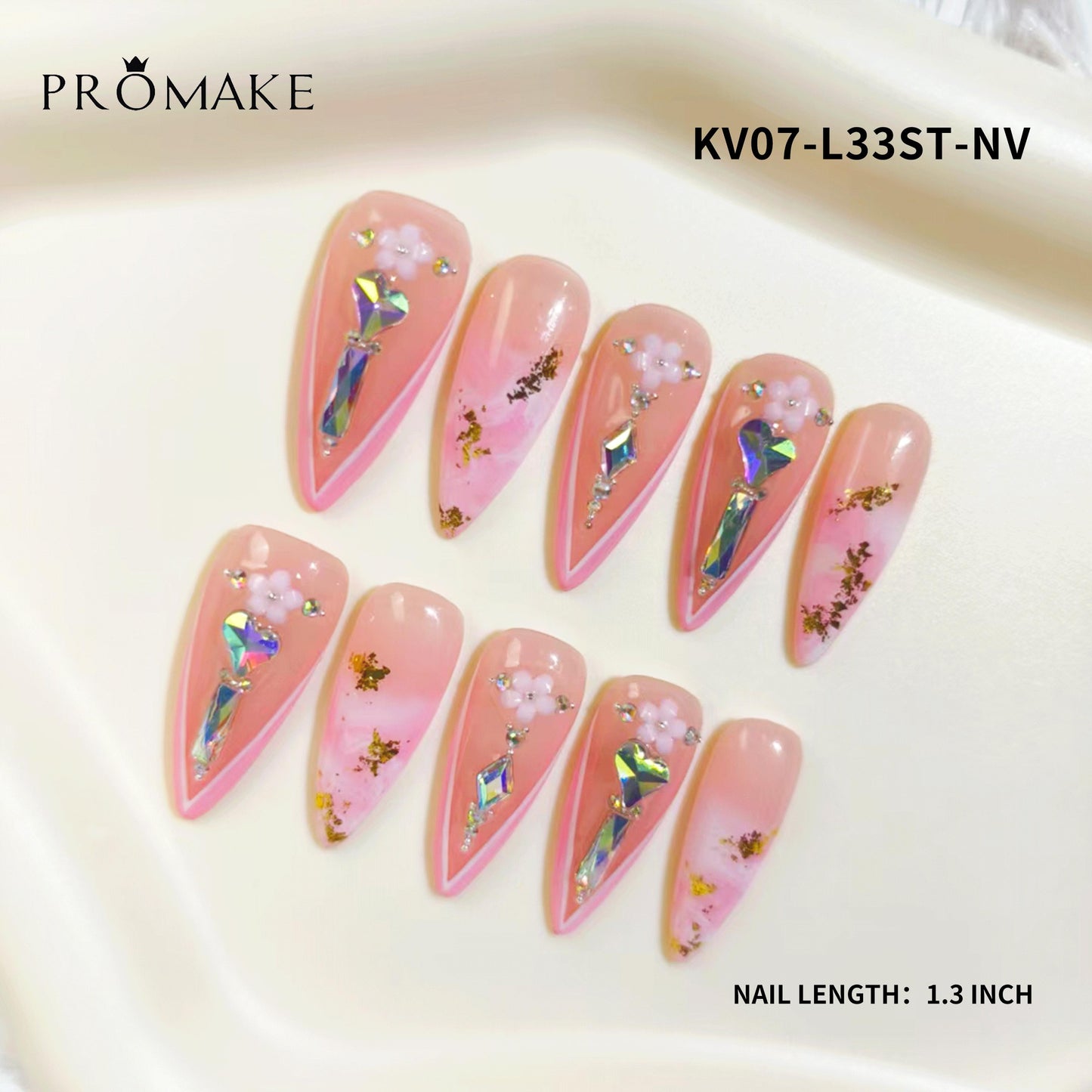 Promake x Kymieann Luxury Handmade Press on Nails-  Hand Nails and Toe Nails-  Nail Art Nail Care-With Nails Tools-  Salon Quality-  33MM Length-  Long Length-  S-L Size