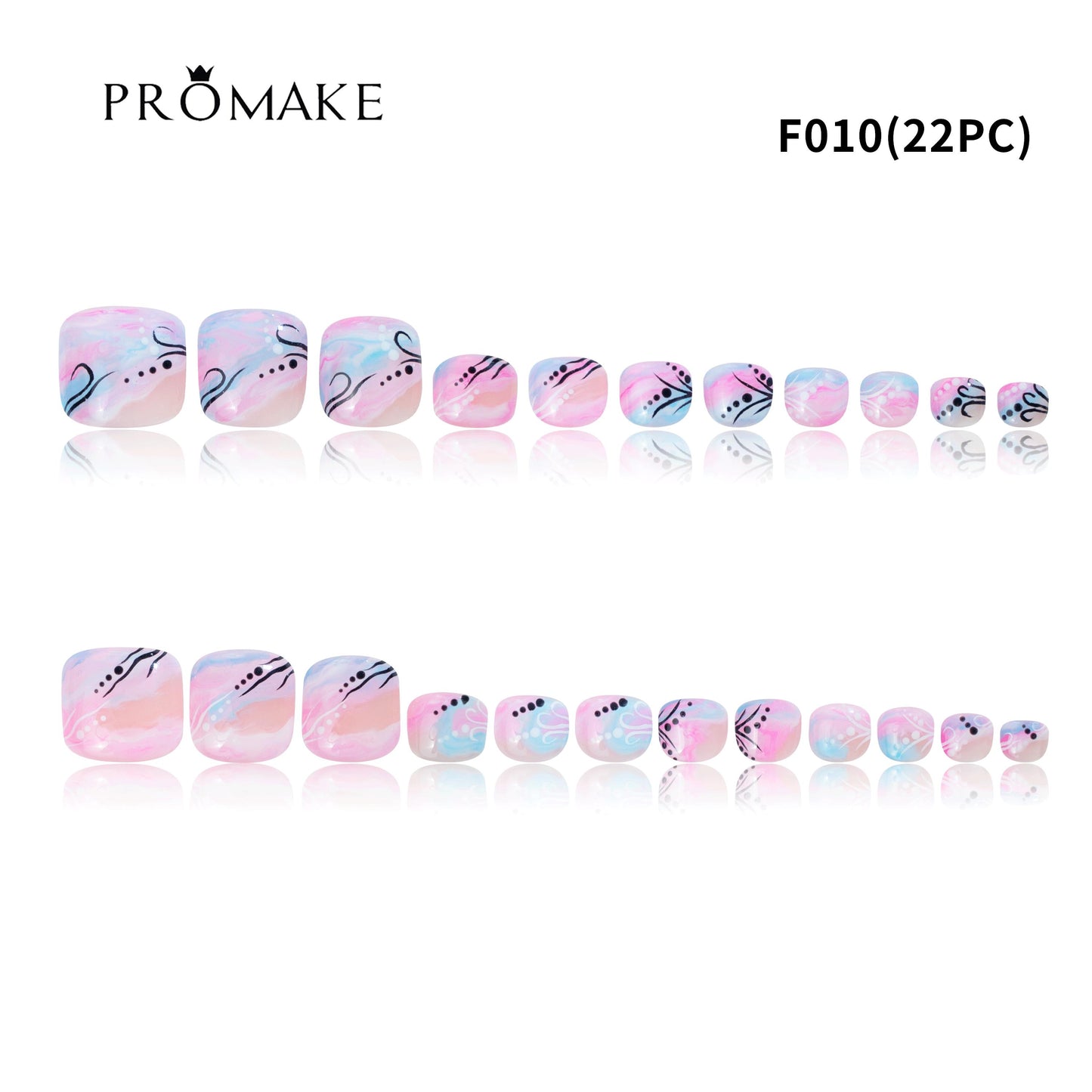 |Promake Toe Nails|- Totally 22 PCS Toe Nails- Luxurious Feet Nails- 100% Hand Made- Press On Toe Nails- Foot Nails