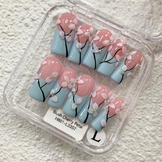 Promake H801-L33SQ Handmade Press On Nails, Summer Beach Ready, Nail Inspo Name Accessory