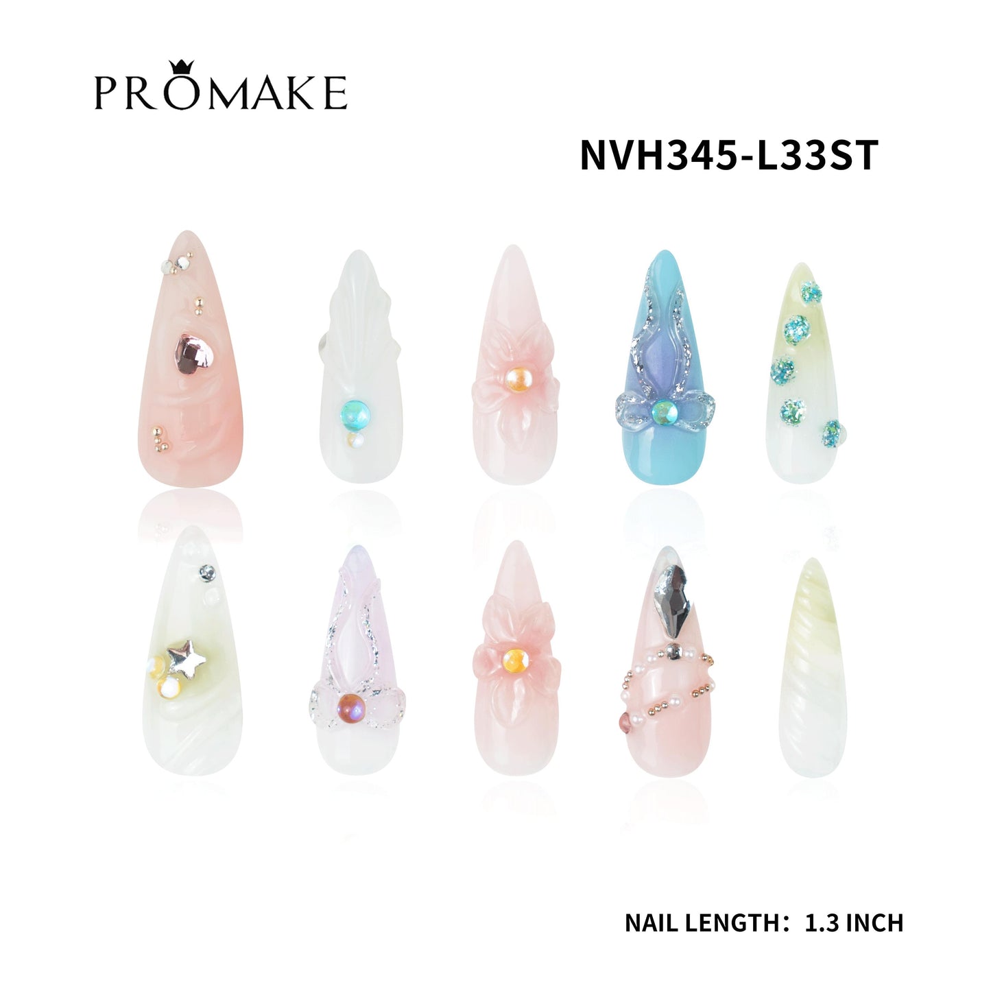 Promake Nails | New XS Size | 100% Handmade Luxury Nails-  Luxury Handmade Press on Nails-Nail Art Nail Care-With Nails Tools-Different Length
