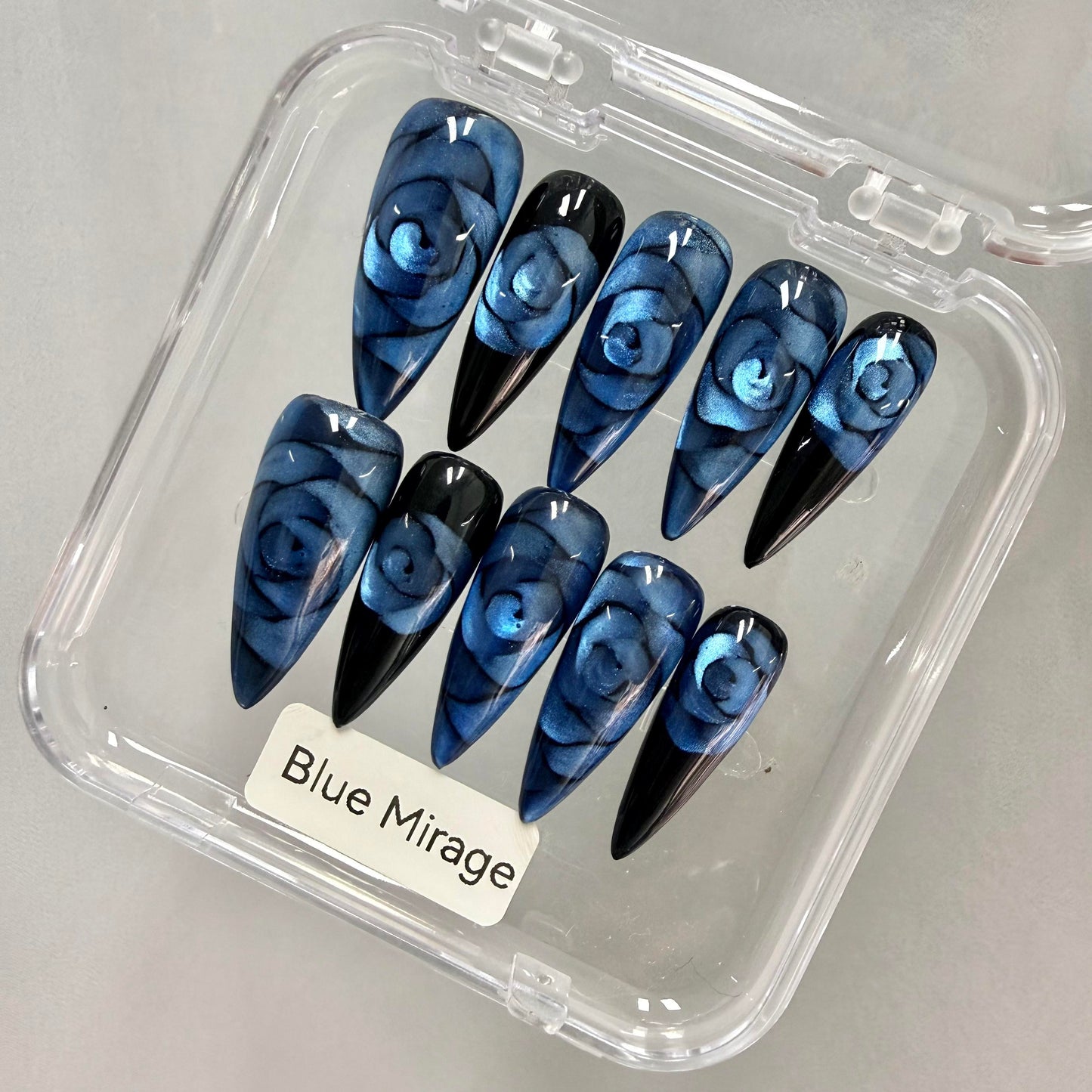 Promake Rose Cat Eye Luxury Handmade 33MM Acrylic Press On Nails Multi Pack - Customized with Art Designs & Care Tools, Long-Lasting S-XL Size Premium Ready-to-Gift Set (Custom Order Confirmation Required), Customized Nails