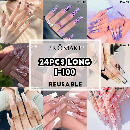 [Buy 6 Get 2]Promakepro Long-length 1-100 Press On Nails 24PCS/Sets Unique Design High Quality Reusable