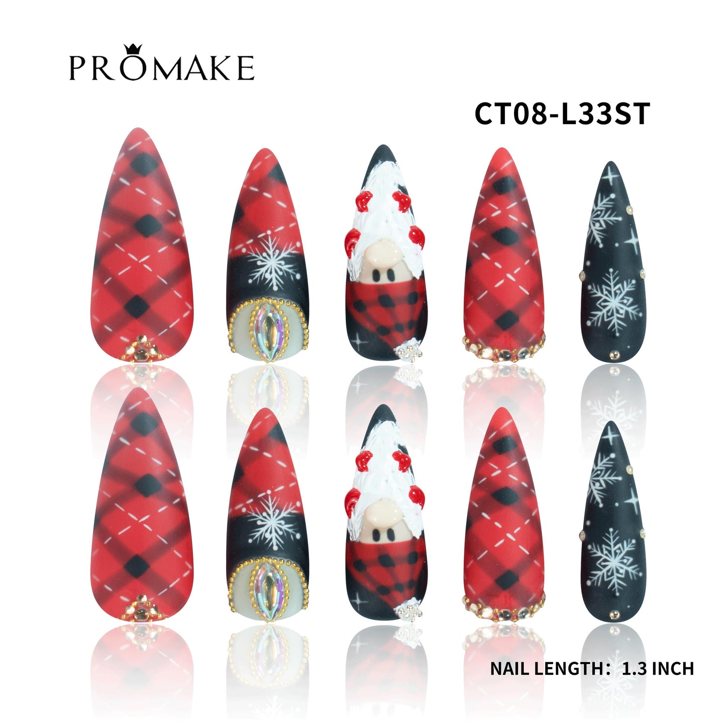 Promake Angel Christmas Collection-  Luxury Handmade Press on Nails-Nail Art Nail Care-With Nails Tools- Different Length  - S-L Size