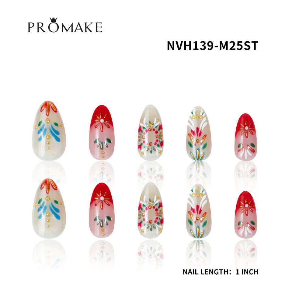 Promake [NV] 1inch /25MM- Luxury Handmade Press on Nails-Unique Design-High Quality Nails - With 4 Sets Nails Tools-Long Length-S-L Size