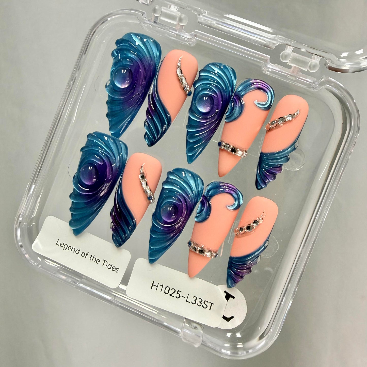 Promake 2026 New Summer Press-On Nails Collection| 100% Handmade Luxury Nails- Beach Ready Nails- Salon Nails at Home- Long Nail Set  with Art Designs & Care Tools - Ready to Gift - Size S-L