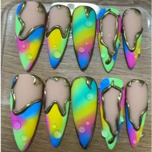 Promake | One Trending Luxury Handmade Press On Nails for Women, Reusable 3D Acrylic Fake Nails, Rhinestone & Unique Nail Art Designs, Multiple Shapes and Lengths, Ships from USA