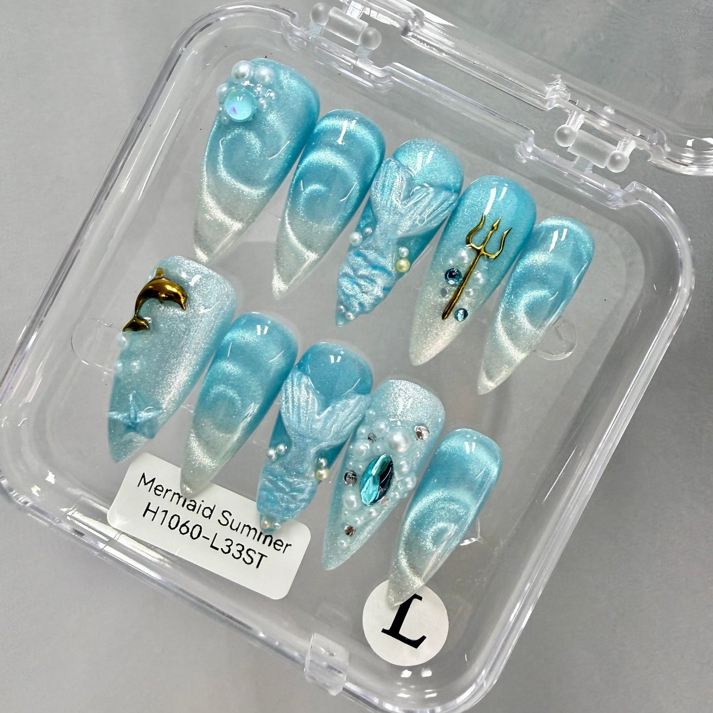Promake 2026 New Summer Press-On Nails Collection| 100% Handmade Luxury Nails- Beach Ready Nails- Salon Nails at Home- Long Nail Set  with Art Designs & Care Tools - Ready to Gift - Size S-L