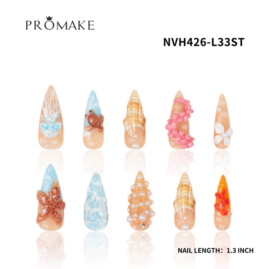 Promake New Drops 3 - New Luxury Handmade Press on Nails-Unique Design-High Quality Nails - With 2 Sets Nails Tools-XS-XL Size（副本）（副本）