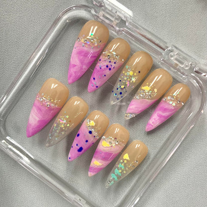 PROMAKENAILS IN Stock Luxury  Press On Nails – Salon Quality Handmade-Almond/Square/Stiletto-Fake nails-Ins style-Cat eye/For daily eye