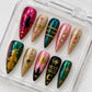 Promake Spooky Aesthetic Press On Nail Kit Set - Handmade Finish Decorative Nails, Reusable Secure Acrylic False Manicure with Tools, Various Sizes, Easy Wear Fashionable Gothic Styles for Women