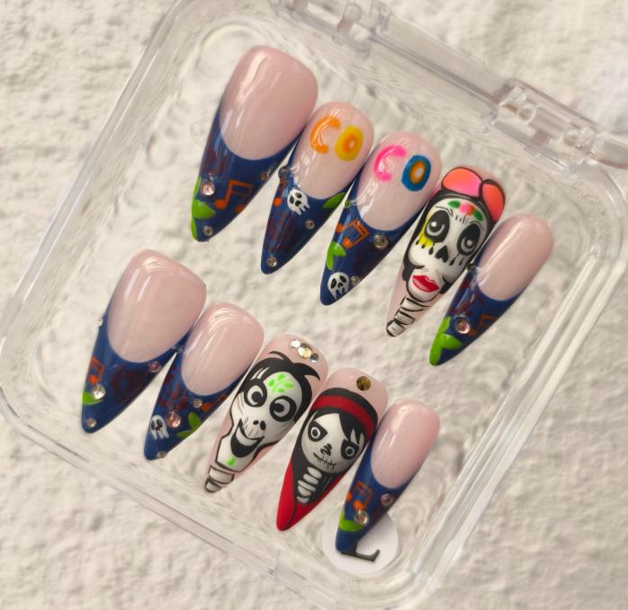 Promake Spooky Halloween Press On Nails, Pumpkin Ghost Bat Gothic False Nails Kit with Nail Glue & Nail Remover Liquid, Halloween Costume Nail Decor for Women & Girls