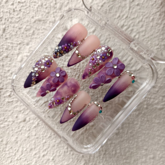 Promake H910-L33ST-NV Handmade Press On Nails, Elegant Glossy Unisex Accessory, Beach Ready, Nail Art Tools, Different Lengths, No Dry Time, No UV Lamp, Stay Secure Through Sunscreen, Fashion Unisex