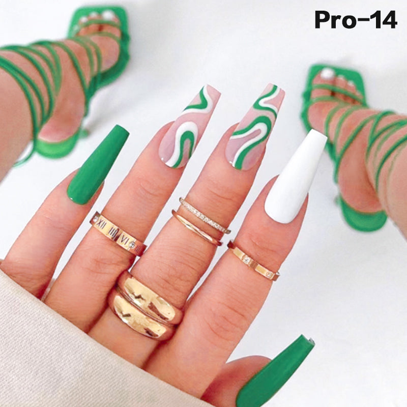 [Buy 6 Get 2]Promakepro Long-length 1-100 Press On Nails 24PCS/Sets Unique Design High Quality Reusable