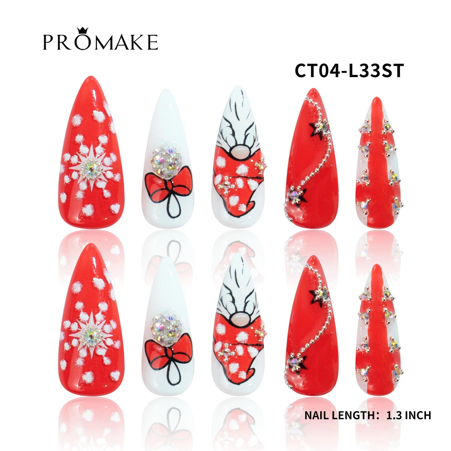 Promake Angel Christmas Collection-  Luxury Handmade Press on Nails-Nail Art Nail Care-With Nails Tools- Different Length  - S-L Size