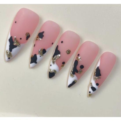 Promake KV02-L33ST-NV Handmade Press On Nails, Elegant Glossy Unisex Accessory, Beach Ready, Nail Art Tools, Different Lengths, No Dry Time, No UV Lamp, Stay Secure Through Sunscreen, Fashion Unisex