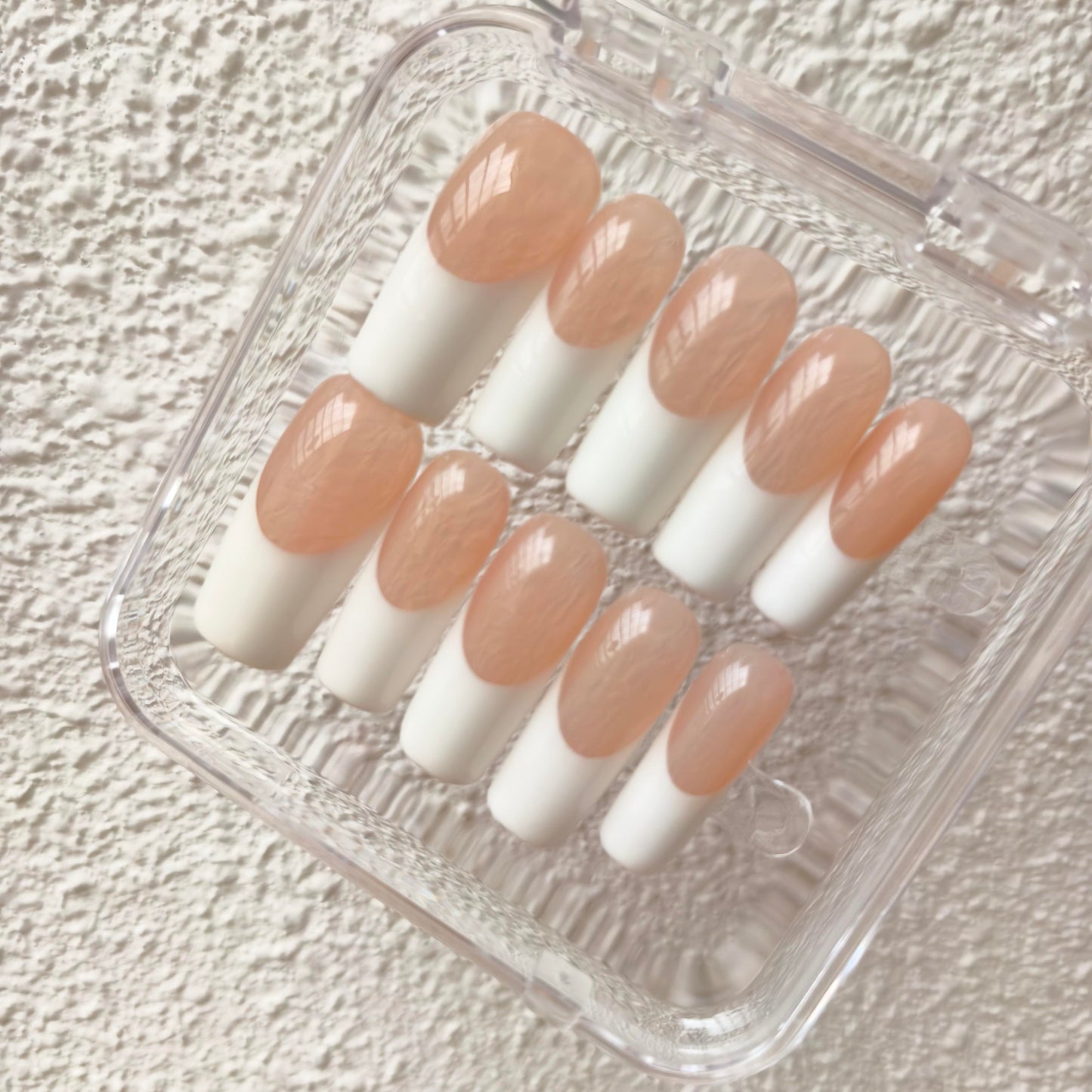 Promake French Classical -  100% Handmade Nails- Press On Nails- Elegance nails-Luxurious Nails-10 PCS with Glue,Coffin French Tips,Stiletto French Tips,Almond French Tips,Perfect for DIY Nail Art and Gifts-size -XS-XL