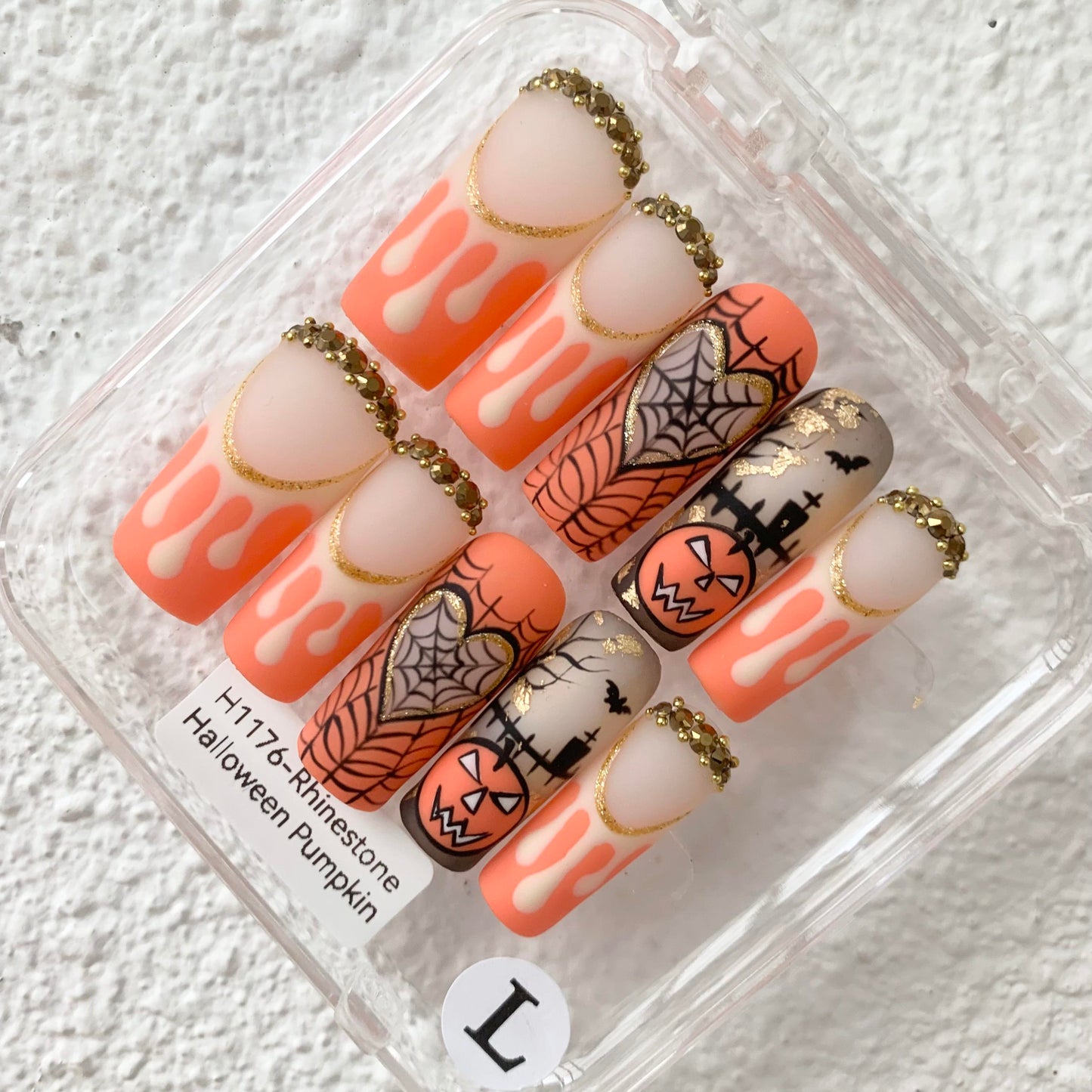 Promake | Two Trending  Luxury Handmade Acrylic Press On Nails for Women - Reusable, 3D Nail Art, Rhinestones, Unique Designer Styles, Multiple Shapes & Lengths, Upgraded Application Kit, Multi-Size
